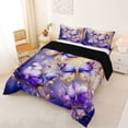 thumbnail image 2 of Erosebridal Chic Vintage Flowers Queen Comforter Set 3pcs For Teens Adults,Purple Golden Butterflies Bedding Comforter Set For Girls,Black Reversible, 2 of 6