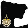 thumbnail image 2 of Moonstruck Traditional Indian Chandbali Kundan Hoop Earrings with Pearls for Women (Yellow), 2 of 2