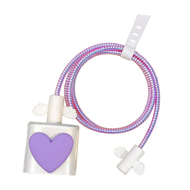 Lindo protector de cable DIY para protector de línea de cargador Funda protectora de cable de datos , Violeta