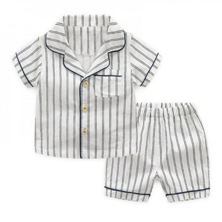 

Clearance Sale Baby Children Boys Striped Print Casual Pajamas top + Shorts