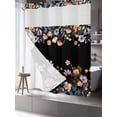 thumbnail image 3 of No Hook Shower Curtain with Snap-in Liner, Black Spring Floral Waterproof Fabric Bathroom Curtains, Elegant Flowers Farmhouse Botanical Bath Curtains & Mesh Top Window 66"x72", 3 of 9