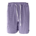 thumbnail image 4 of LIIPEE Men Casual Shorts Solid Color Loose Fit Elastic Waist Drawstring Jacquard Shorts With Pockets Male Stylish Hiking Shorts,Purple,Xxxl, 4 of 5