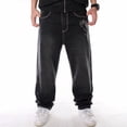 thumbnail image 4 of Pantalones vaqueros de hip-hop de moda para hombres, pantalones de skate holgados y lavados, talla grande, 4 of 5