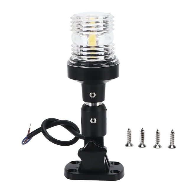 Luz de señal de ancla de popa de barco marino, 6 pulgadas, 3W, lámpara de navegación blanca, 3 millas náuticas, IP66, resistente al agua, Base giratoria de 180° Jadeshay A