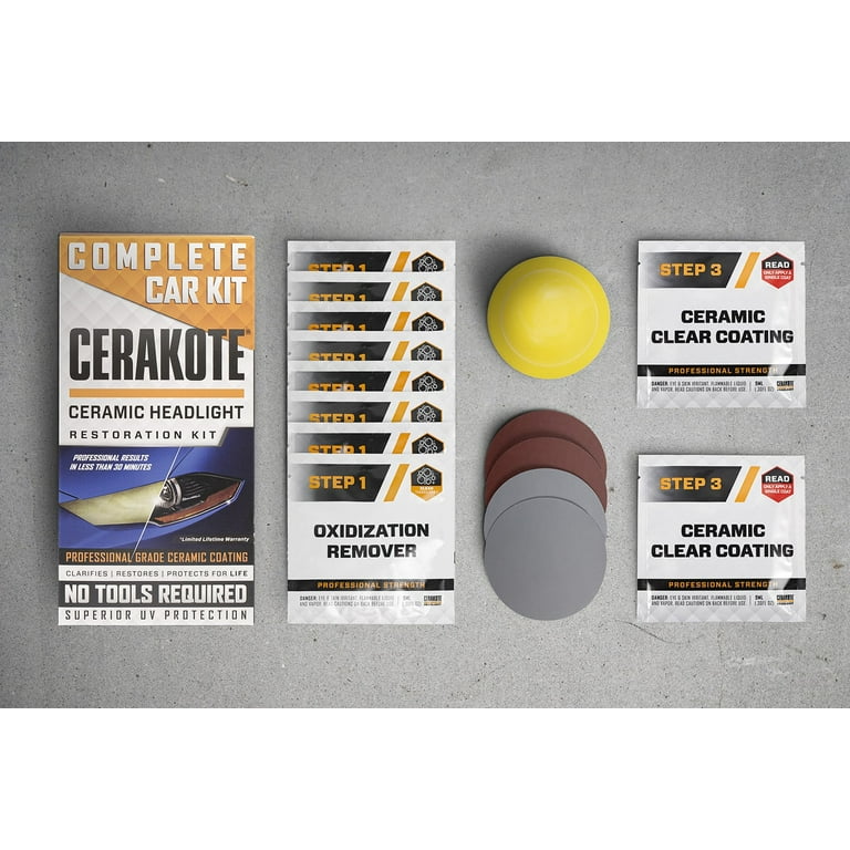 CERAKOTE® Ceramic Headlight Restoration Kit – Guaranteed To Last As Long As  You Own Your Vehicle – Brings Headlights back to Like New Condition – 3  Easy Steps – No Power Tools