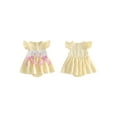 thumbnail image 2 of BemeyourBBs Newborn Baby Girls Easter Outfits Easter Bunny Romper Dress Rabbit Embroidered Plaid Bows Smocked Flying Sleeve Newborn Bodysuit Spring Summer Clothes, 2 of 9