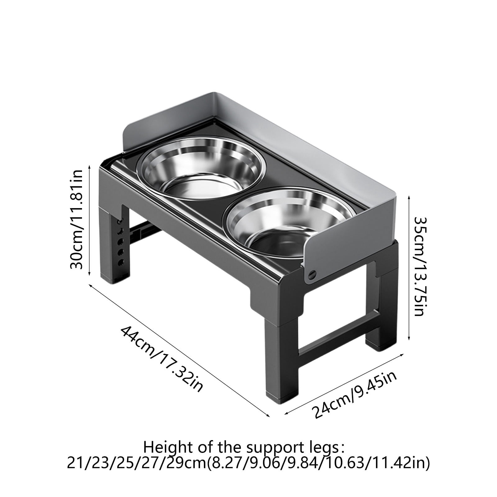 Tuvgenk Pet Elevated Feeding Stand Adjustable Height Double Bowl Set Neck Support Slow Eating Separate Water Food Detachable Daily Care