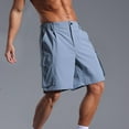 thumbnail image 2 of YLSDY Mens Athletic Shorts Casual Solid Color Running Leg Shorts Cotton Comfy Elastic Waist Zipper Workout Short Pants Blue M, 2 of 7