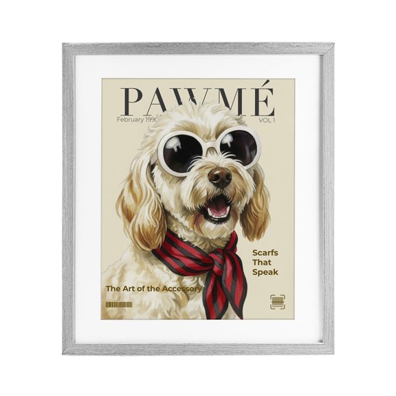 Stupell Industries Art Deco Pawme Dog Fashion Magazine Gray Framed Print Under Glass, 13 x 16, by A Barefoot Stylist