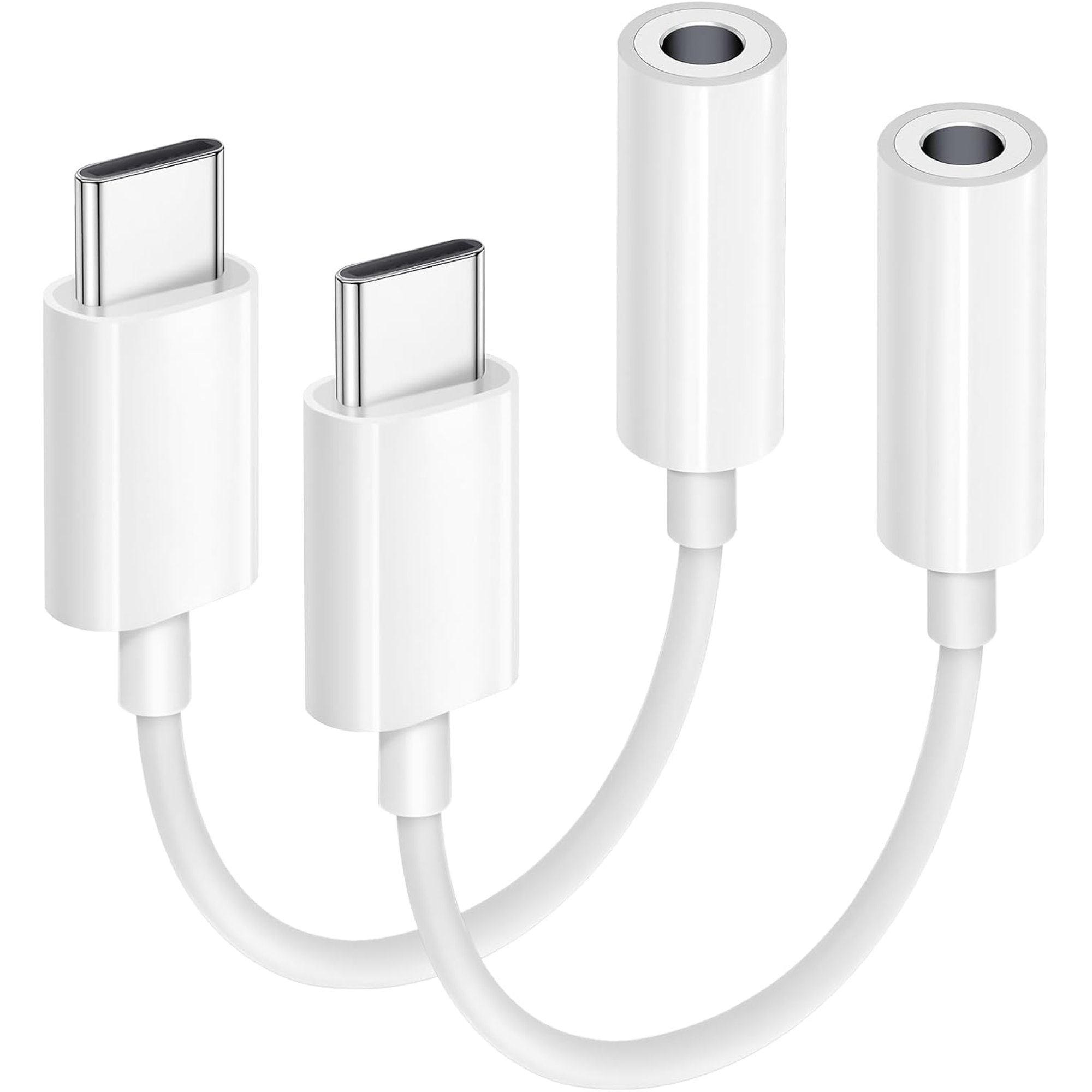 USB C to 3.5mm Audio Headphone Jack Adapter 2 Pack Type C Aux Audio Dongle Cable Cord Compatible with iPhone 17/16/15 Pro/Max/Plus, iPad, MacBook, Samsung Galaxy S24/S23 Ultra