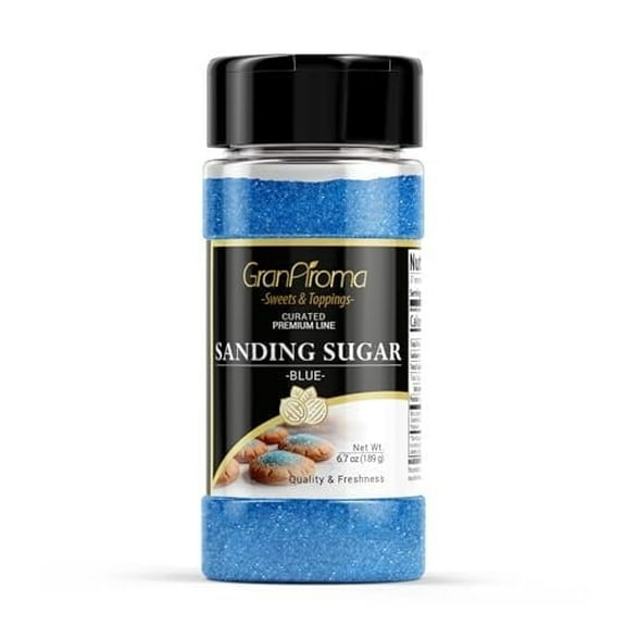 GranAroma Blue Sanding Sugar, Decorative Sprinkles, Cakes & Cookies, Bakery Staple 6.7 Ounce