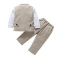 thumbnail image 4 of Odeerbi 6M-10Y Toddler Boys Striped Cotton Gentleman Formal Dress Suit Children Long Sleeves Bow Dress Shirt Suit Pants Waistcoat Three Piece Set Toddler Boys Clothes, 4 of 5