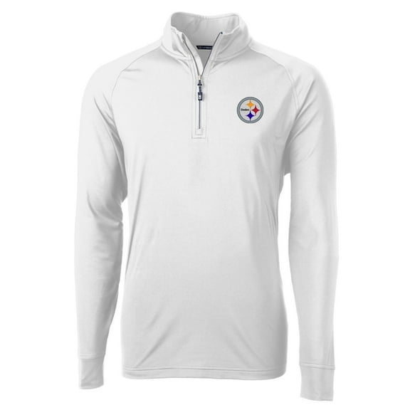 Men's Cutter & Buck White Pittsburgh Steelers Adapt Eco Knit Quarter-Zip Pullover Jacket