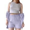 thumbnail image 4 of RUTAYY Children Girls Outfits Sets Casual Summer Fall Solid Color Lapel Long Sleeve Pocket Shirt High Waist Drawstring Pocket Shorts Bohemian Style, 7-8 Years, 4 of 9