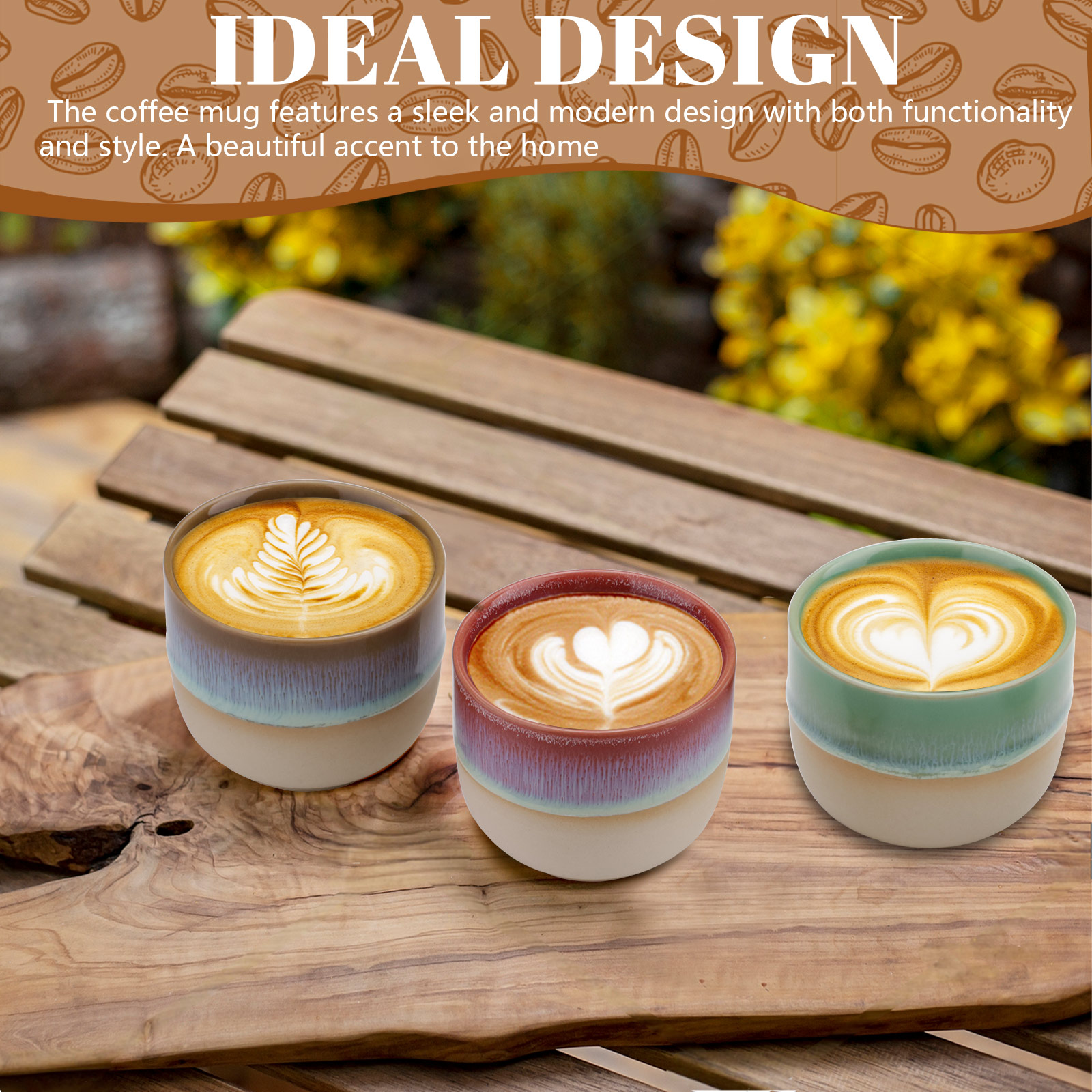 4 Pieces Handleless Porcelain Espresso Cups Set, 5 Oz Porcelain Espresso Mugs, Semi-Glaze Clay Demitasse Coffee Cups for Home Office Mocha Tea Machine (2.3" x 2.7", Colorful)