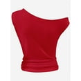thumbnail image 5 of Women One Shoulder Ruched Crop Tank Tops Casual Off The Shoulder Twist Strap Summer Tanks Tops Going Out Crop Shirts, 5 of 5