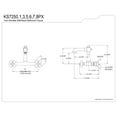 thumbnail image 5 of Kingston Brass KS7253PX English Country Double-Handle 2-Hole Wall Mount Bathroom Faucet in Antique Brass, 5 of 8