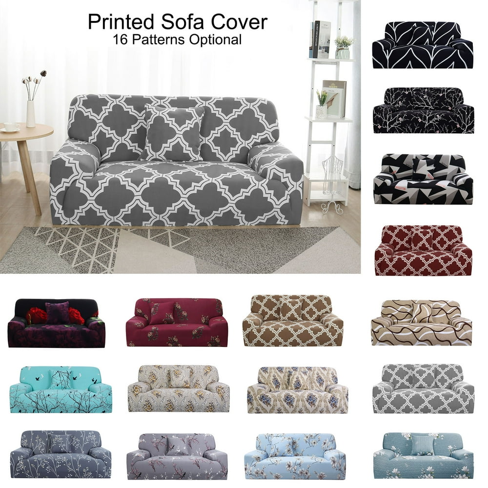 Printed Sofa Cover Chair Loveseat Couch Stretch Slipcover 4 Seater, X