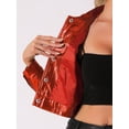 thumbnail image 5 of INSPIRE CHIC Women's Holographic Shiny Biker Button Down Metallic Jacket XS Red, 5 of 6