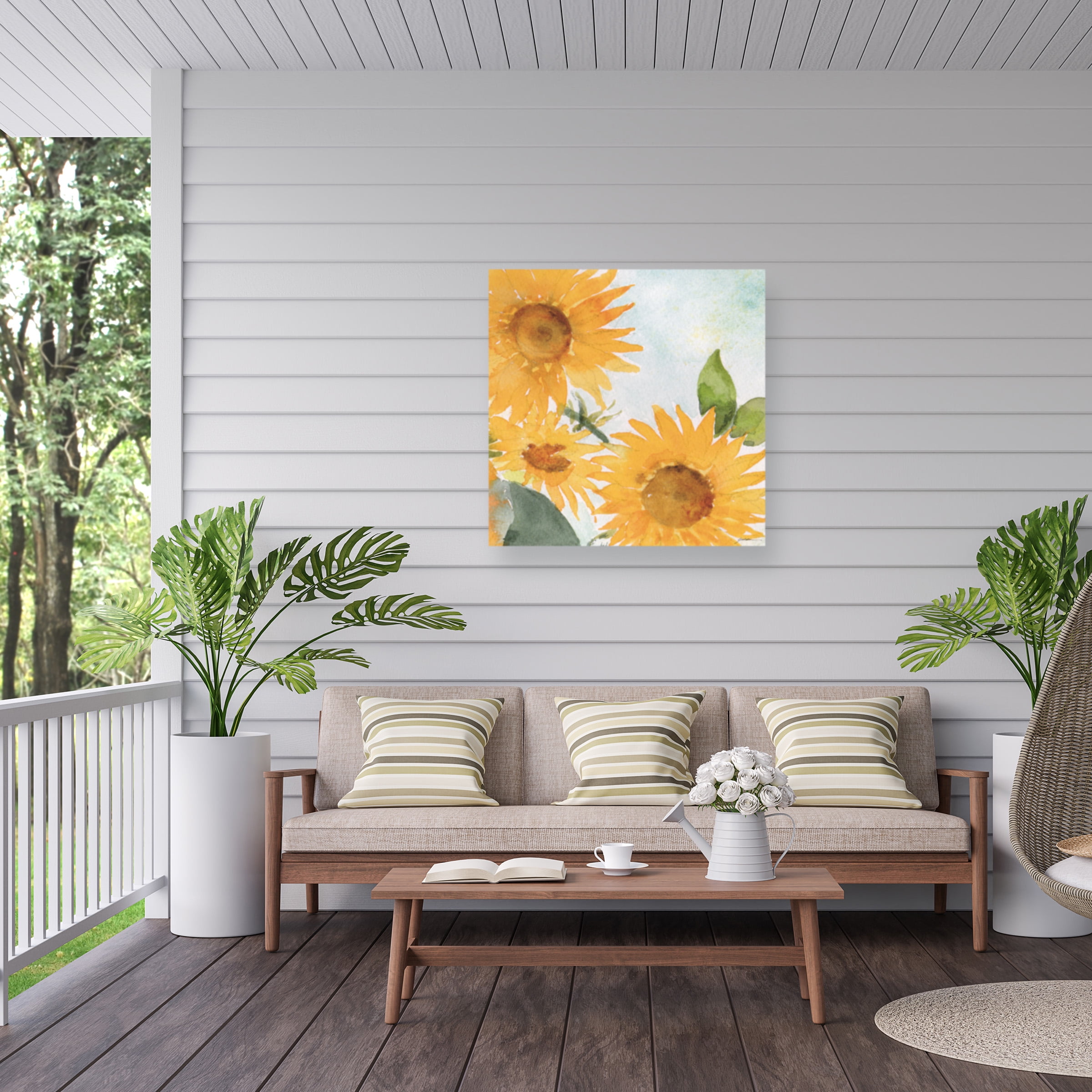 Sheila Golden 'Sunflowers Against The Sky' Outdoor Canvas 14x14