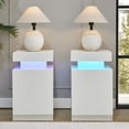 thumbnail image 3 of Nightstand Set Of 2, Wooden Night Stand With LED Lights, Modern Bedside Table With Storage Cabinet, White, 3 of 6