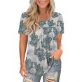 thumbnail image 1 of asddcavvf Blouse pour Femmes Hauts Grande Taille Manches Courtes Plis Chemises Imprimé Floral, 1 of 5