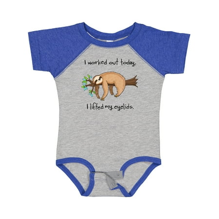 

Inktastic I Worked out Today. I Lifted My Eyelids- Cute Sloth on a Branch Gift Baby Boy or Baby Girl Bodysuit