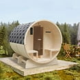 thumbnail image 2 of ALEKO Outdoor Indoor White Pine 6-8 Person Wet Dry Barrel Sauna with 8 kW Heater, 2 of 21