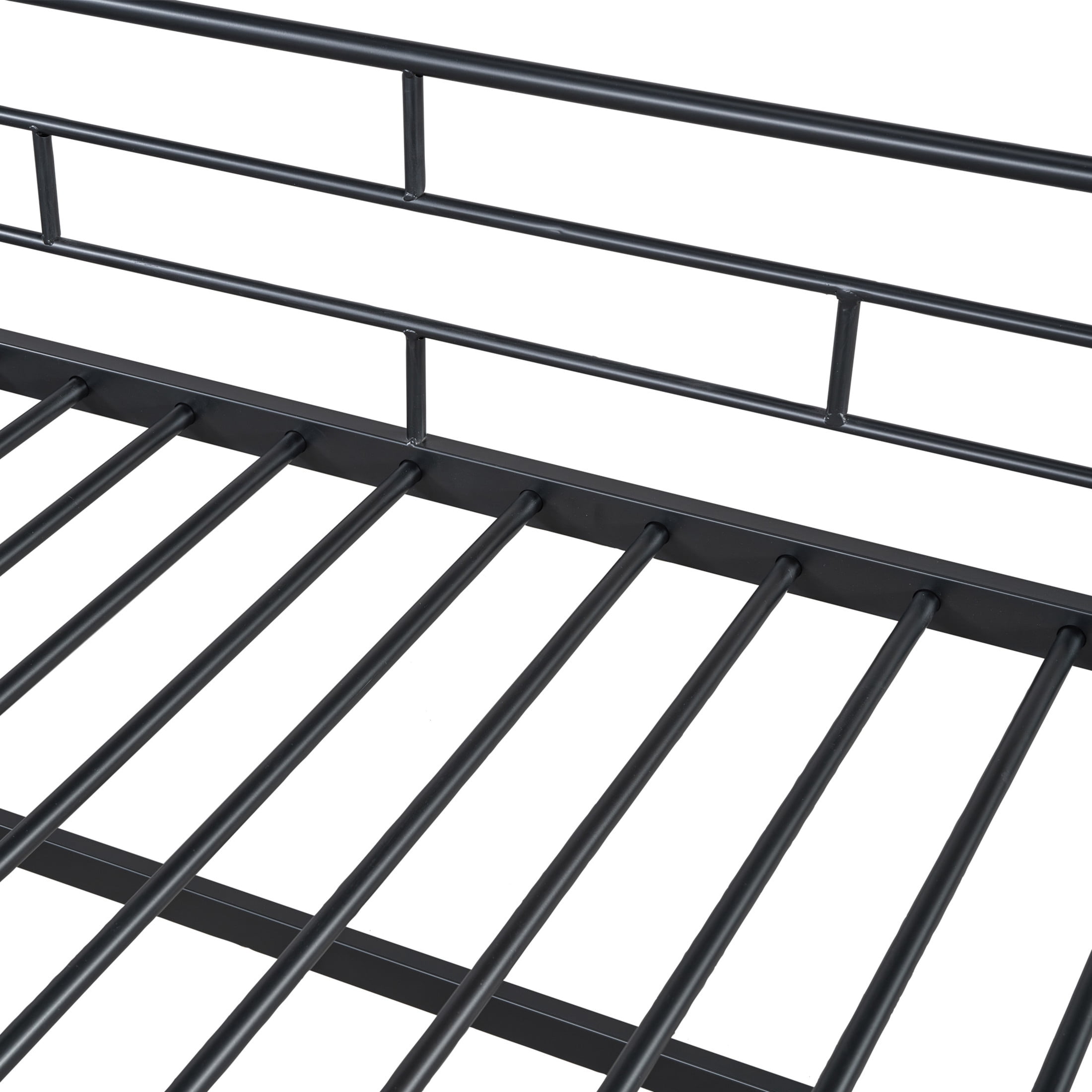 Noble House Twin Mid Loft Bed, Metal Frame with Wooden Accent, Storage Stairs and Low Profile Safety, Black