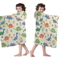 thumbnail image 4 of Beige Dinosaur Pattern Hooded Bath Towel，50"x30" for Ages 3 To 12 Kids, Quick Dry Lightweight Soft Microfiber Hood Beach Towel Cover Up for Kids, 4 of 7