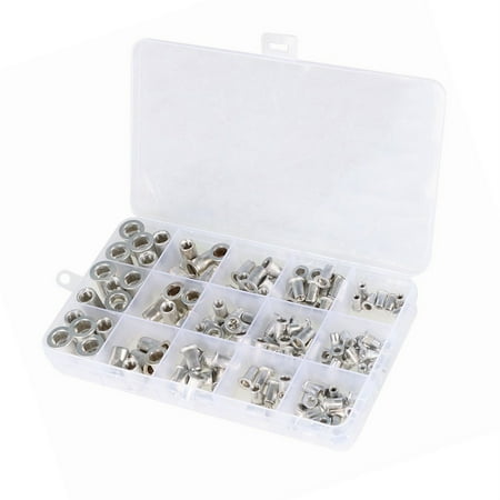 

150 Pcs SAE Aluminum Rivet Nut Kit Threaded Insert Nutsert Silver