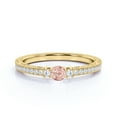 thumbnail image 3 of JeenMata Simple .75 ct - Round Created Pink Morganite - Vintage Inspired - October Birthstone - Dainty - Promise Ring - 18K Yellow Gold over Silver, 3 of 6