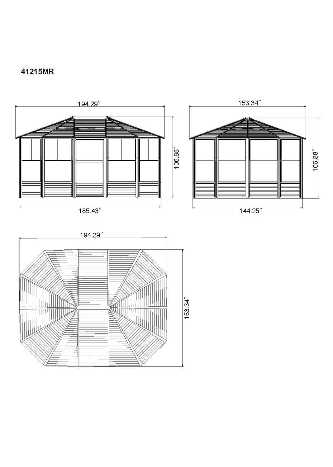 Gazebo Penguin Florence Solarium Metal Roof 12 ft. x 15 ft. in Black