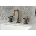 thumbnail image 2 of Kingston Brass KS1413KNX Convergent Two-Handle 3-Hole Deck Mount Widespread Bathroom Faucet with Push Pop-Up Drain in Antique Brass, 2 of 8