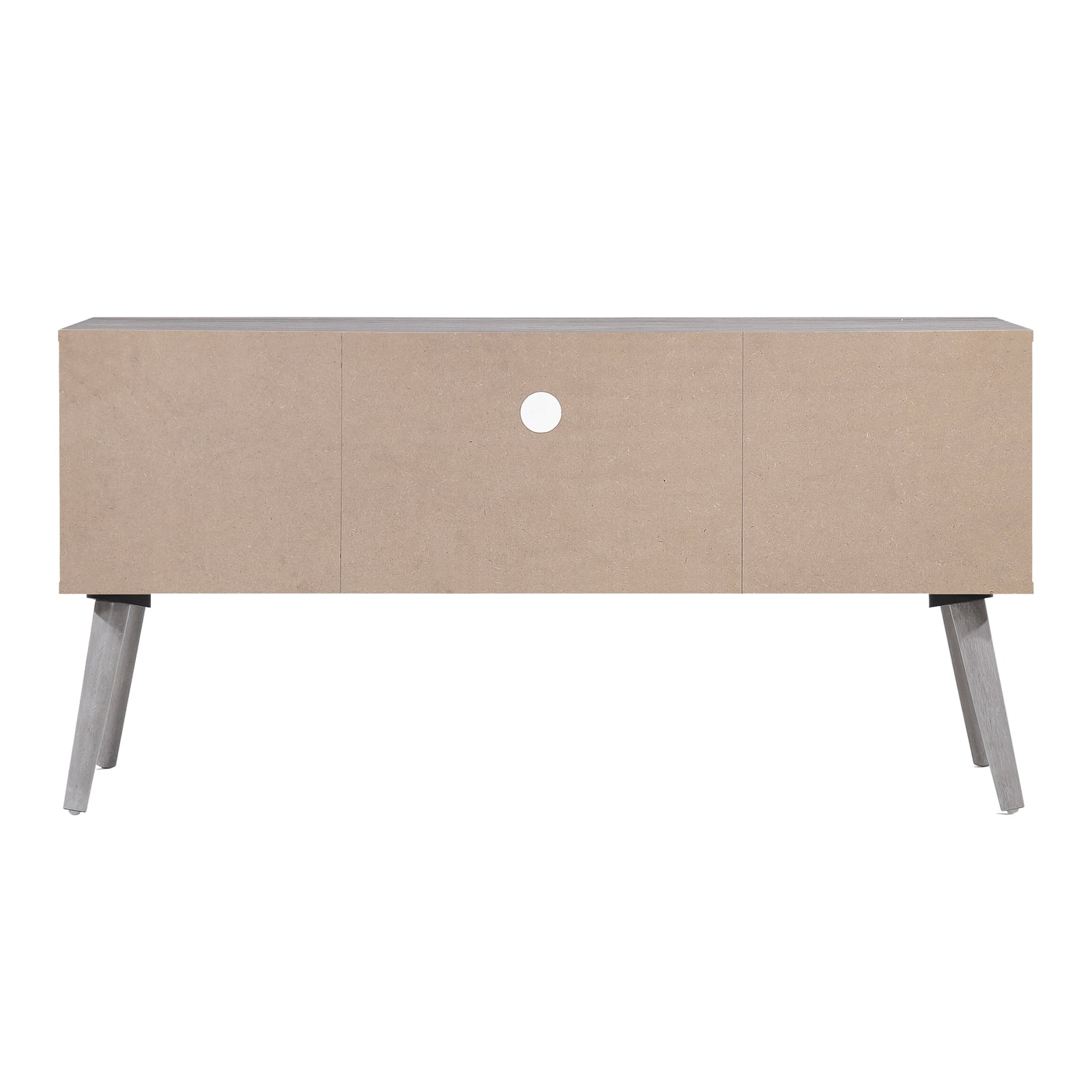 Kadyn Modern TV Stand, Mid Century TV Stand Console with 2 Cabinets & Shelves, Fiberboard TV Stand Console for Living Room, Plaid Grey Oak