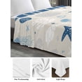 thumbnail image 6 of Blue Coastal Queen Size Flat Sheet, Wrinkleproof & Fadeproof Cooling Flat Bed Sheet Only, Vintage Ocean Nautical Starfish Coral Striped Breathable Soft Bedding Top Sheets 90 x 102 Inches, 6 of 8