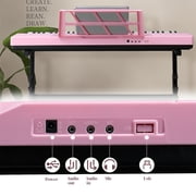 Tcbosik 61 Key Electronic Keyboard, Semi-Weighted Piano with Stand, Bench, Music Rest, Headphone, Microphone, LED Digital Display, Built In Speakers and 3 Teaching Modes, Pink