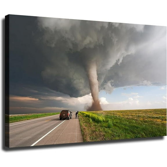 Tornado Lightning Field Bad Weather Nature Poster Decorative Painting Modern Picture Canvas Wall Art Bedroom Office Living Room Decoration