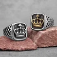 thumbnail image 5 of Crown Golden Silver Color Men Rings Punk Hip Hop Trendy Cool for Boyfriend Male 14K White Gold Jewelry Creativity Gift, 5 of 8