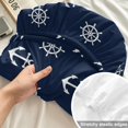 thumbnail image 4 of Full Size Fitted Sheet Set - Nautical Coastal 3 Piece Bedding Sets 16" Deep Pocket Fitted Sheet with 2 Pillowcases, Vintage Ocean Anchor Rudder Simple Navy Blue Brushed Microfiber Hotel Bed Sheets, 4 of 9