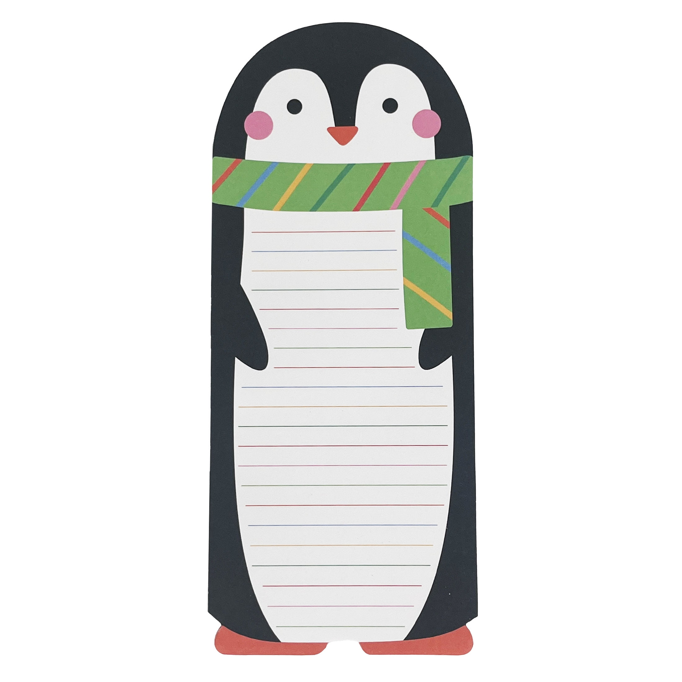Holiday Time Green Scarf Penguin Christmas Paper List Pad, Party Favors