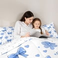 thumbnail image 4 of Manfei Blue Princess Bows Queen Comforter Set,Cartoon Bowtie Pattern Comforter Sets Queen,Reversible,3 Pieces,1 Comforter and 2 Pillowcases, 4 of 7