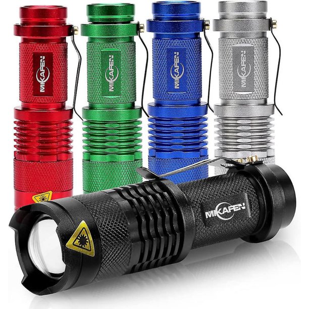 Paquete de 5 linternas Mini linterna Led 300lm 3 modos (luz - luz baja - estroboscópica) linterna con zoom de enfoque ajustable