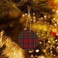 thumbnail image 6 of Red Green Royal Stewart Tartan Plaid Christmas Tree Ornaments - Round Ceramic Decor, Holiday Hanging Decorations, Xmas Gifts, 6 of 7