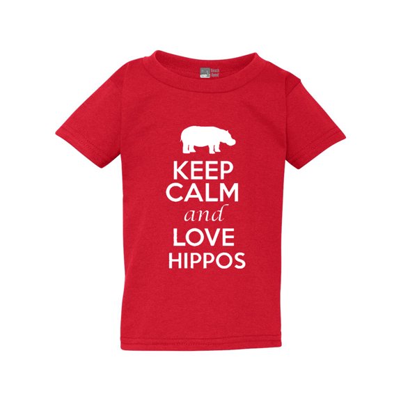 Keep Calm And Love Hippos Animal Lover Toddler Kids T-Shirt Tee