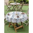 thumbnail image 5 of Outdoor Tablecloth with Umbrella Hole Zipper Navy Blue Grey Botanical Round Tablecloth 60" Waterproof Outside Table Cloth Spring Floral Summer Farmhouse Patio Table Cover Tablecloths for Picnic Party, 5 of 8