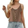 thumbnail image 2 of Brown Womens Blouses Cotton Linen Camisole Tops for Women Spaghetti Strap Loose Fit Tank Top Summer 2025 Casual Sleeveless Shirts Ladies Tops and Blouses, 2 of 4