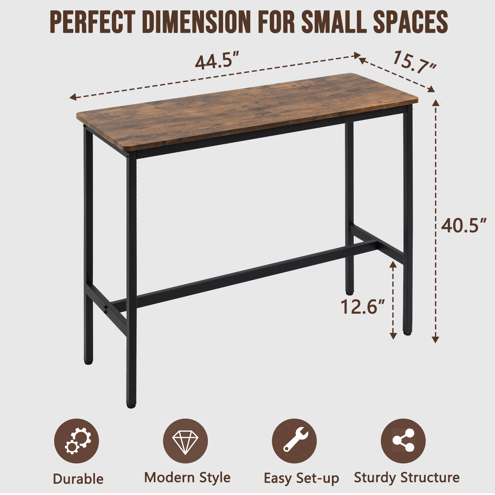 Rongbuk 44.5" Adjustable Dining Table, Brown