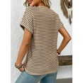 thumbnail image 7 of yunLCZ Basic Women's Tees Discounted Womens Casual Cap Short Sleeve Tops Trendy Summer V Neck Loose Striped Casual Basic T Shirts Tee Blouses workout form-fitting T-shirts women, 7 of 7