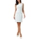 thumbnail image 4 of Vestido Tweed INSPIRE CHIC sin mangas con cuello barco para mujer, corte A, elegante vestido de oficina, talla S, azul claro, 4 of 6